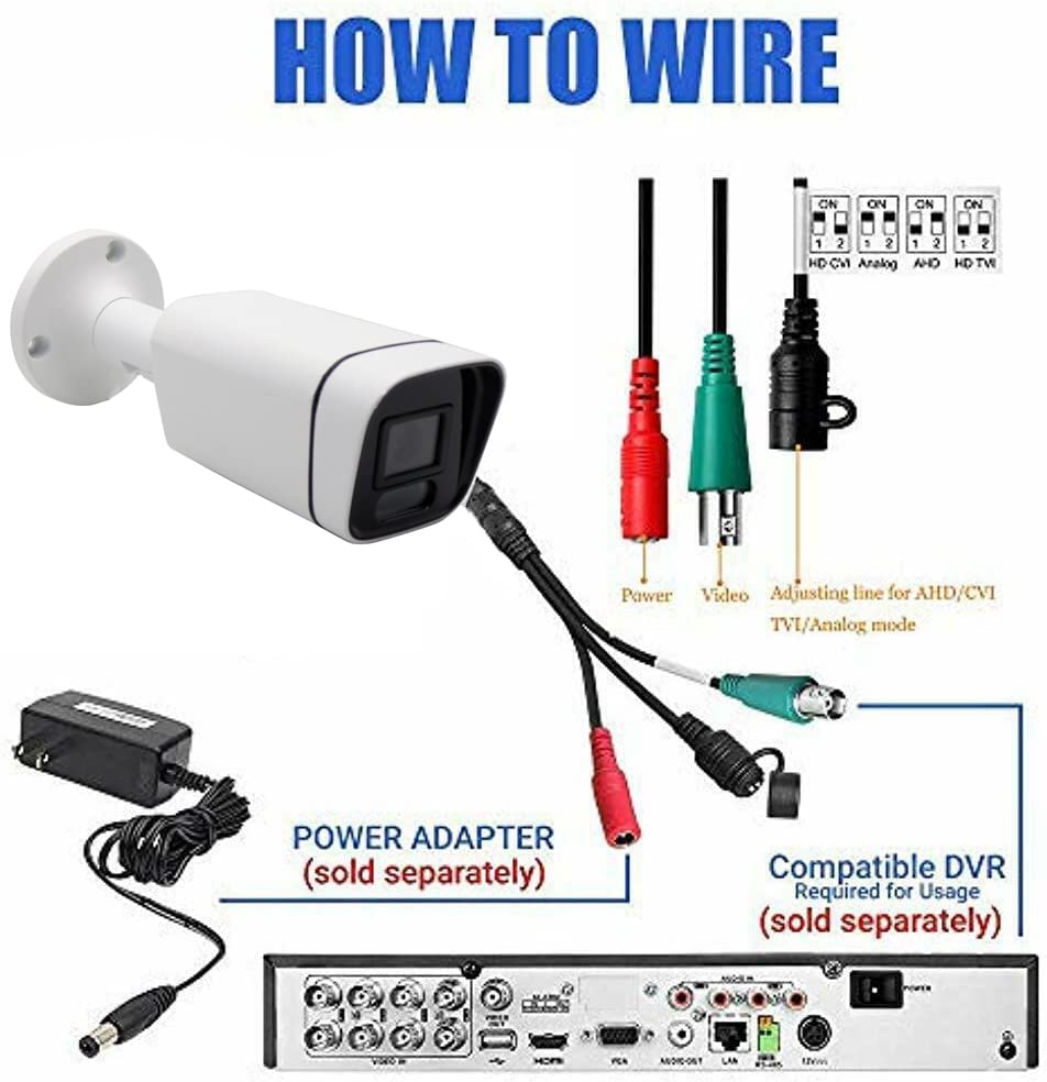 5MP Bullet TVI CCTV Security Analog Camera, 2.8mm Lens, 100° Wide Viewing Angle Outdoor, (Quadbrid 4-in1 HD-CVI/TVI/AHD/CVBS), Full Metal, ONLY Compatible with 5MP and 8MP DVR