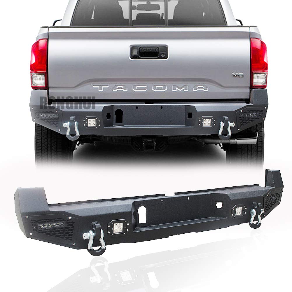 Ronghui Compatible with 2016-2023 3rd Gen Tacoma Rear Bumper with LED Lights and D-Rings