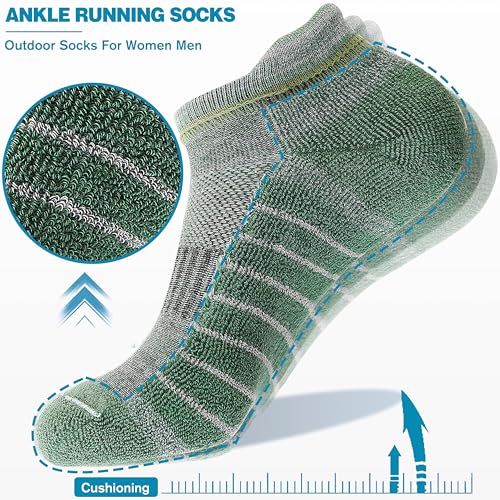 6 Pairs Ankle No Show Running Hiking Athletic Socks for Men Women Sport Cushioned Socks Assorted Series2
