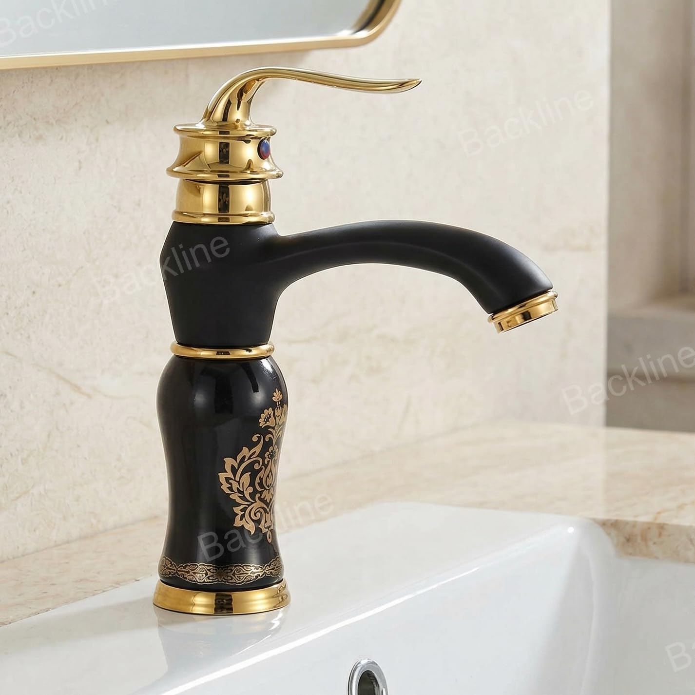 Black Gold Basin Mixer Tap - Modern Bathroom Faucet -8 Black Gold Basin Mixer Tap - Modern Bathroom Faucet -8