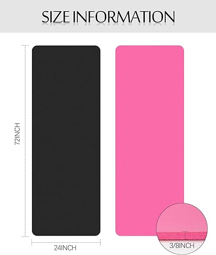 Miniatura 8 de Woanger Paquete de 2 tapetes de yoga gruesos para entrenamiento en casa de 38 pulgadas con correa antideslizante para mujeres y hombres