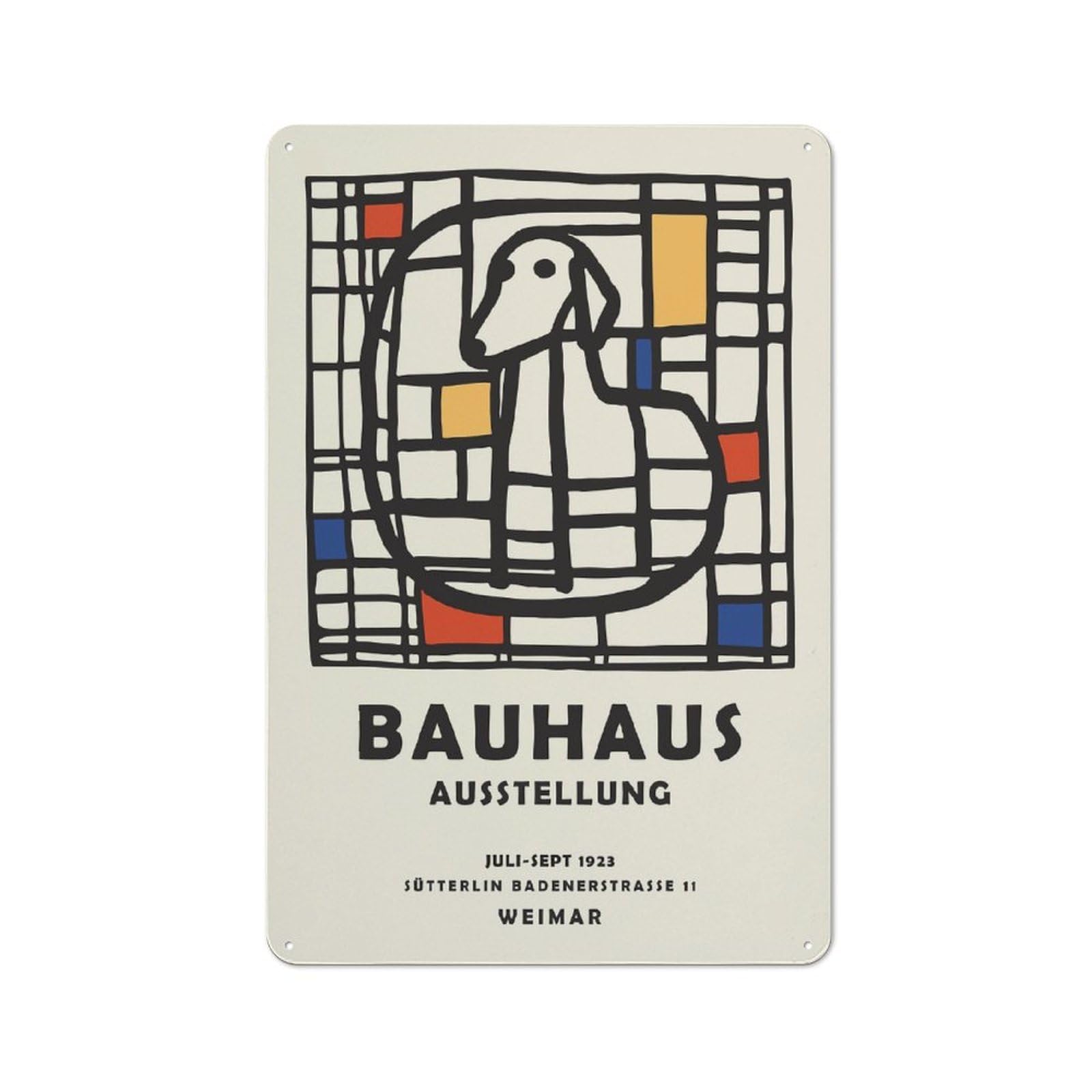 Country Metal Sign with Bauhaus Dog Design 30x20cm, Barn Style Rustic Kitchen Decor for Farmhouse Kitchen, Pantry Or Dining Area
