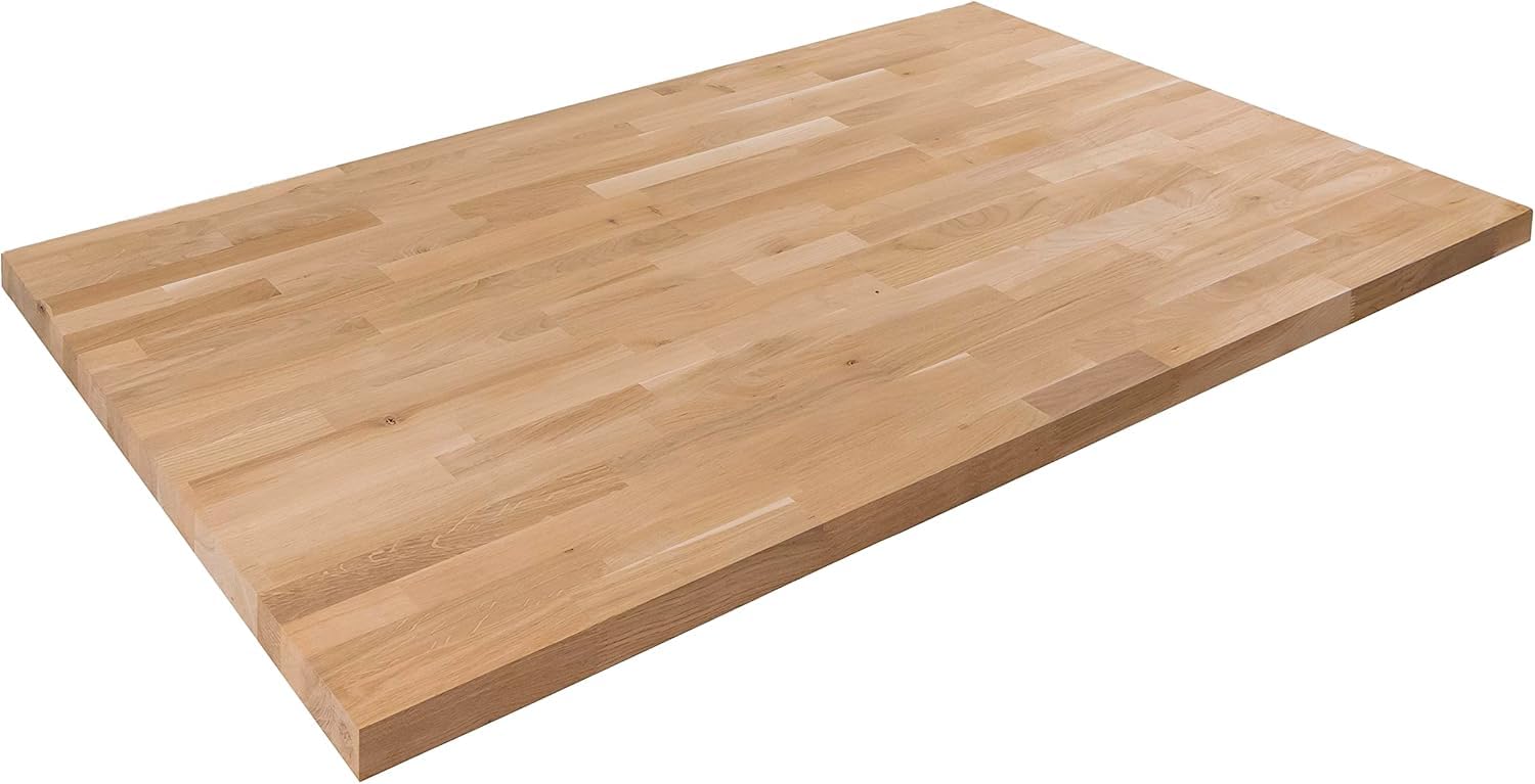 domli Solid Wood Oak Office Desk Top | 1500mm x 600mm x 27mm | Premium European Wooden Rectangular Tabletop | Timber Worksurface Large Tabletop Worktop Desktop Countertop