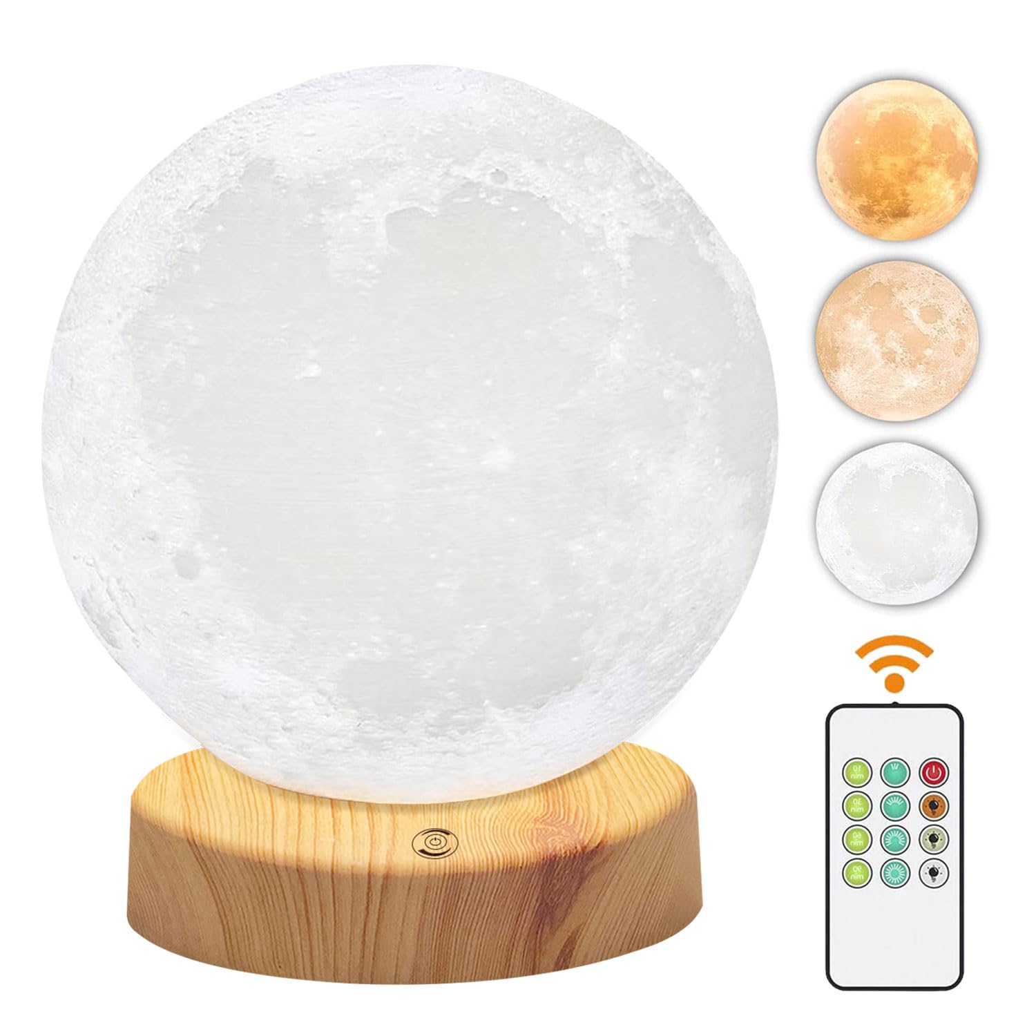 Light Therapy Lamp 10000 Lux, Happy Sunlight Lamps UV-Free with 3 Color Temperatures, Adjustable Brightness,Timer & Memory Function, Sun Lamp, Full Spectrum Light for Home, Office (Happy Moon Lamp)