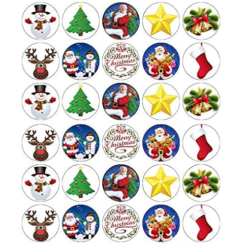 30 Edible Christmas Santa Cupcake Toppers Cover