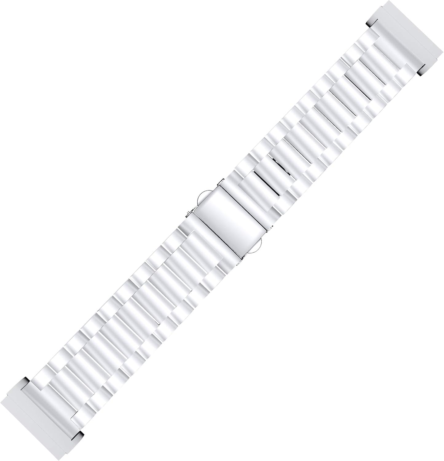 Versa 3 Smartwatch Band, Solid Stainless Steel Watchband with Folding Clasp Accessory Straps Replacement Business Wristbands Compatible for Fitbit Versa 3/Sense for Women Men (Silver)