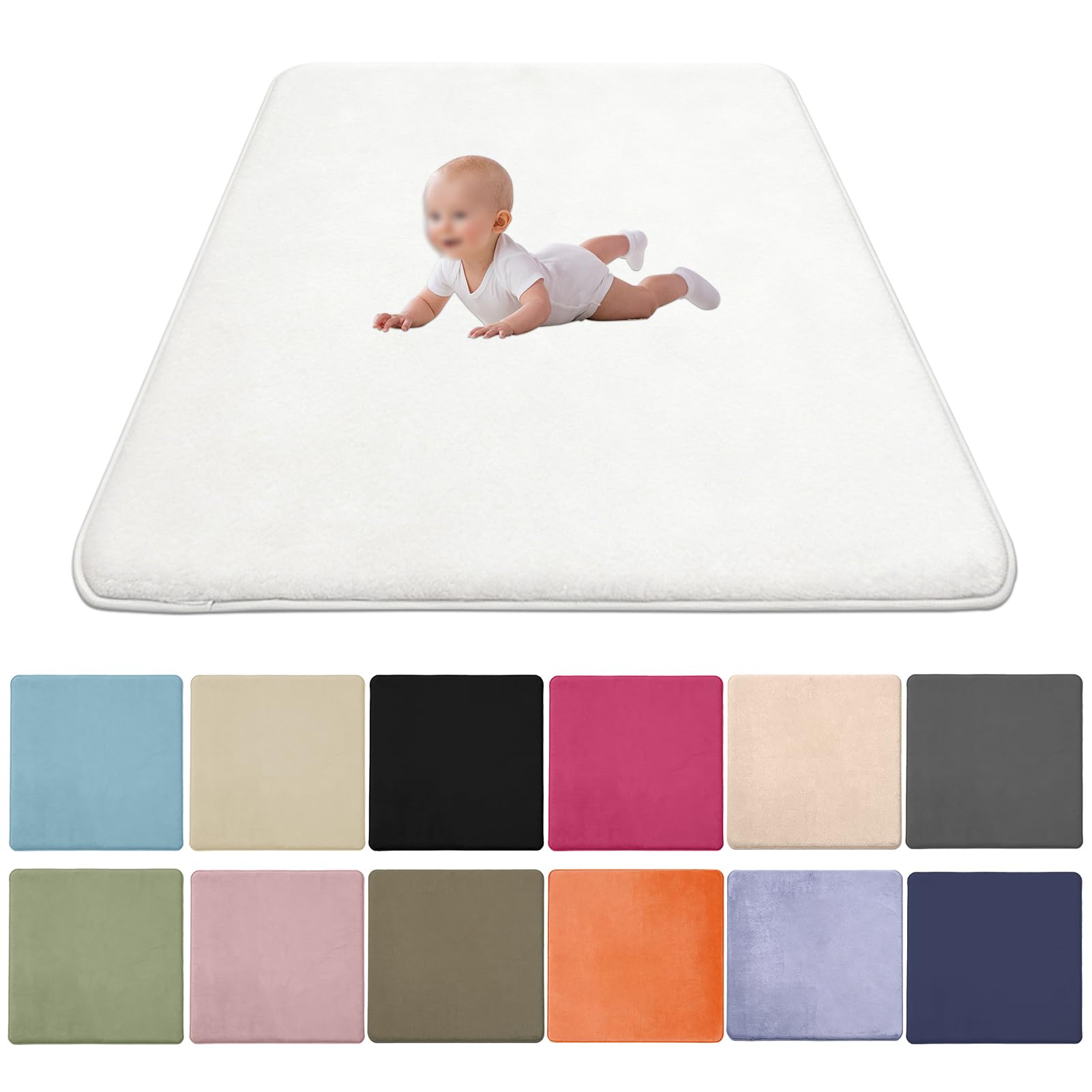 2CM Thick Coral Velvet Baby Play Mat, Baby Crawling Mat Nursery Rug for Crawling & Playing for Bedroom Kids Room, Nursery Babies Mats for Floor Play with Non-slip Backing 40x100cm/3.94x39.37inch — image 1