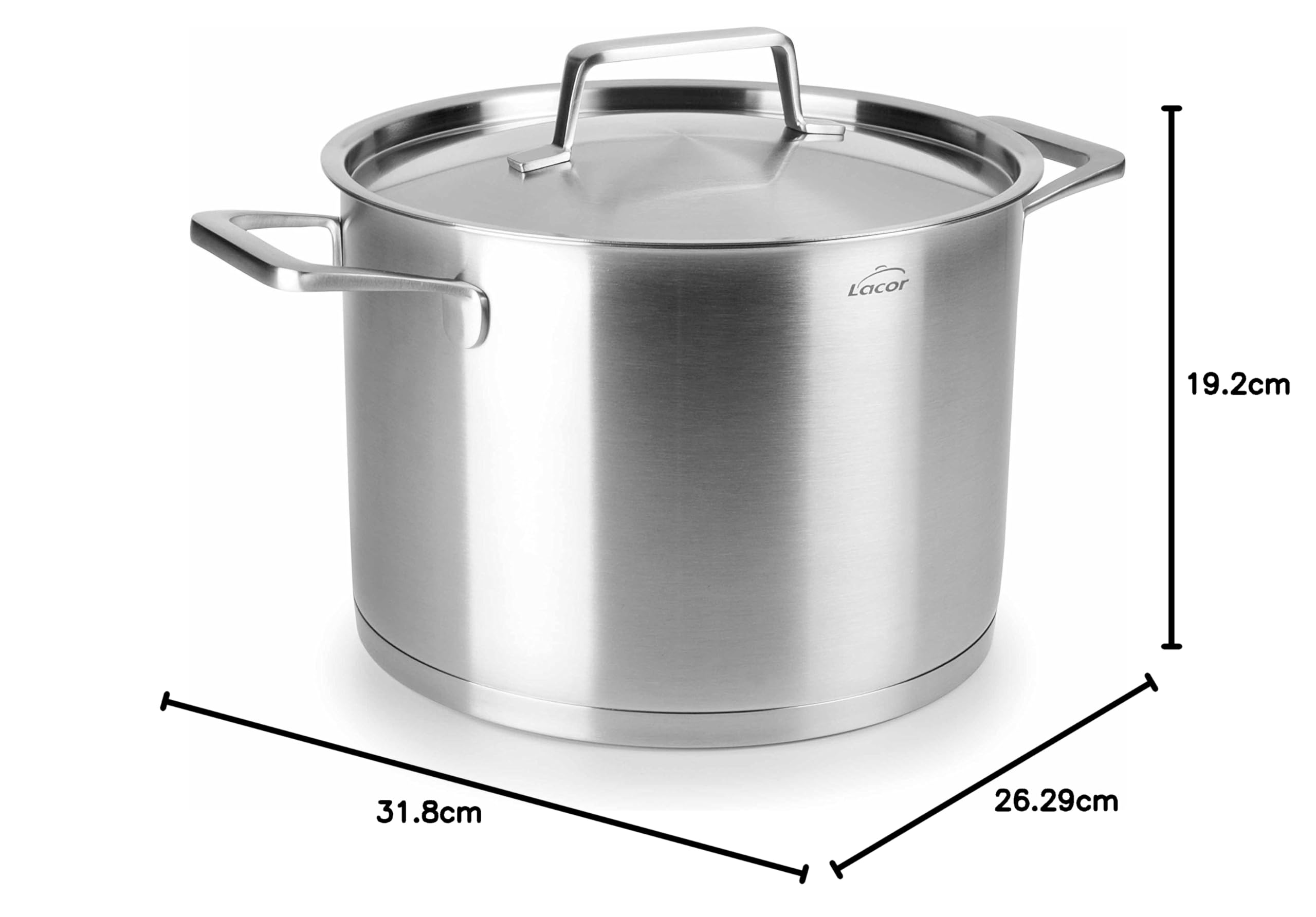 Lacor 45124 Fleischtopf mit Deckel Foodie 24x16cm, Edelstahl, Grey, 32 x 26 x 19 cm