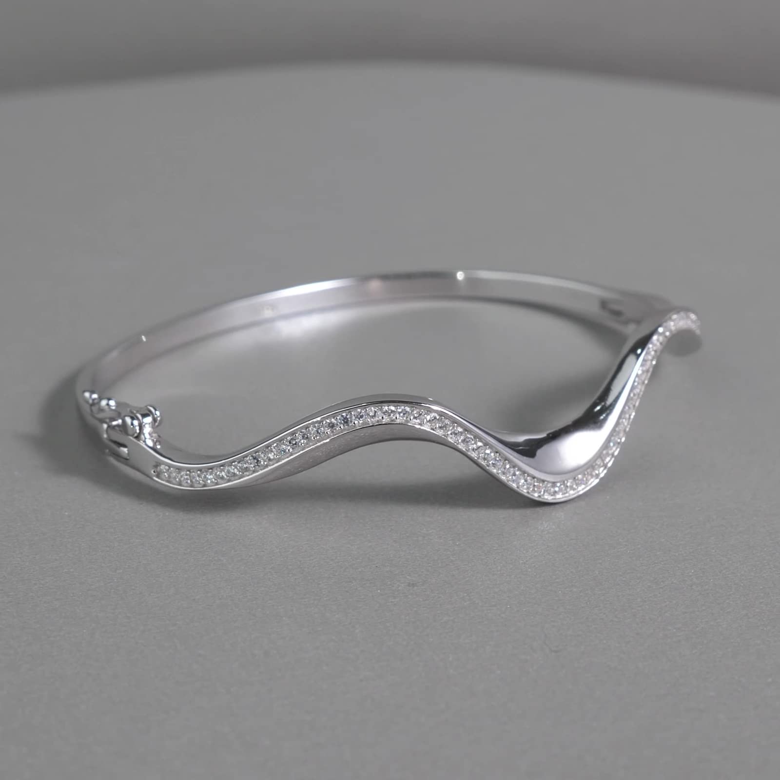Pulseras de la amistad onduladas para mujer con diamantes creados, pulsera de platino para ella, oro blanco de 9/14/18 quilates y PT950