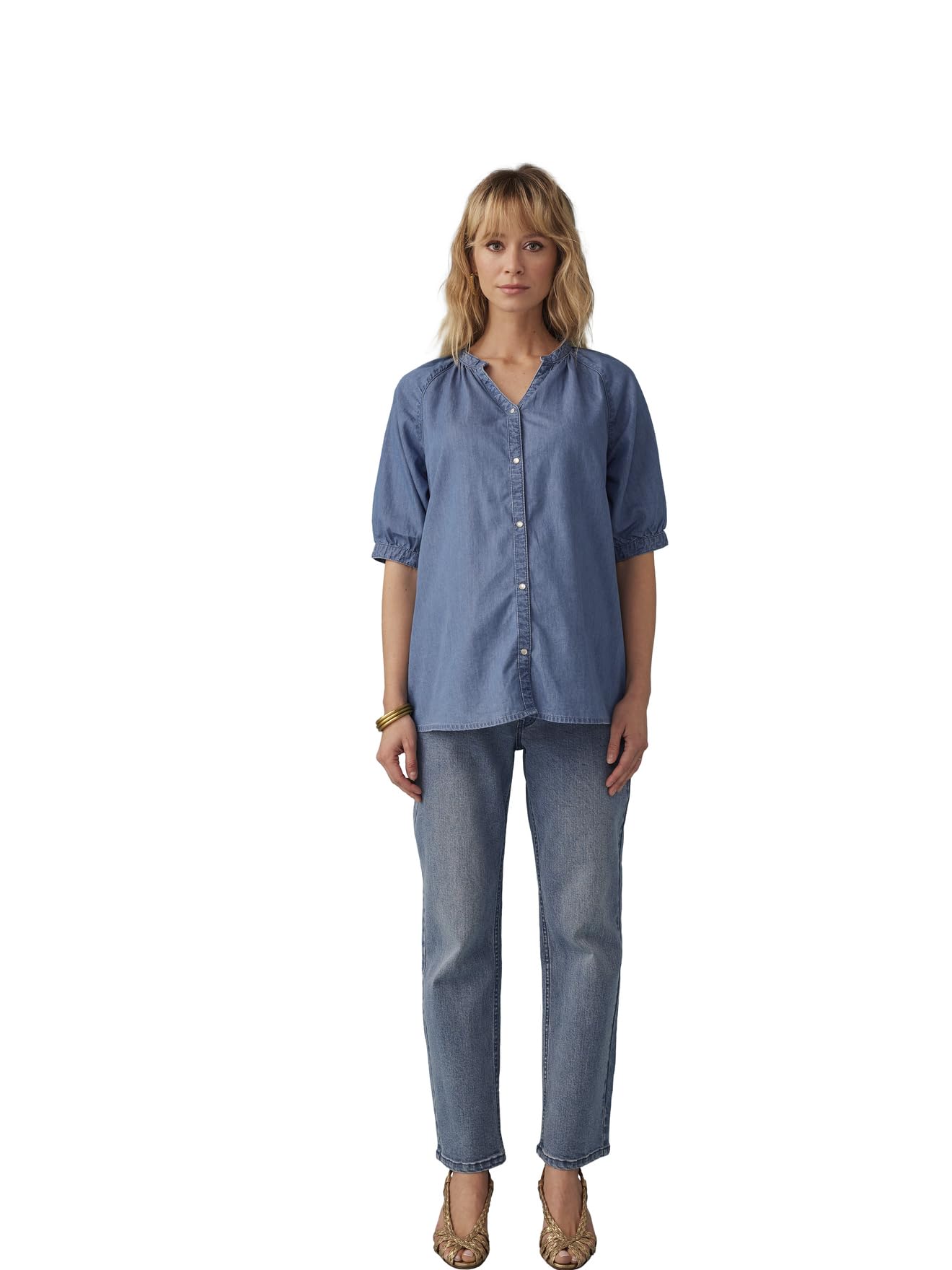ENVIE DE FRAISE Blouse Grossesse en Denim léger Manches Courtes