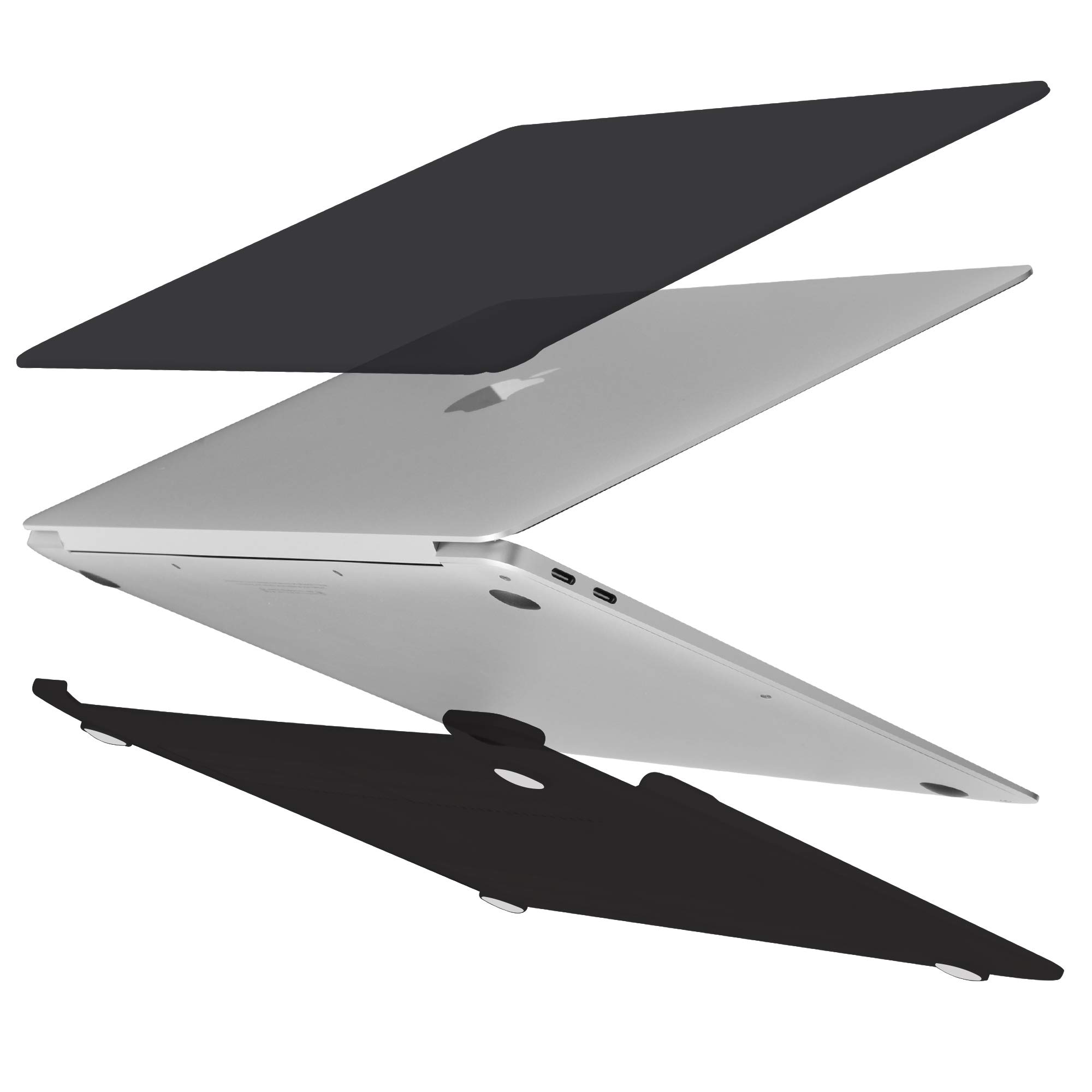 TECOOL Cover per MacBook Air M1 (A2337) e MacBook Air 13 Pollici Retina 2020 2019 2018 (A2179 A1932), Custodia Rigida Protettiva Sottile in Plastica e Copritastiera UE, Nero