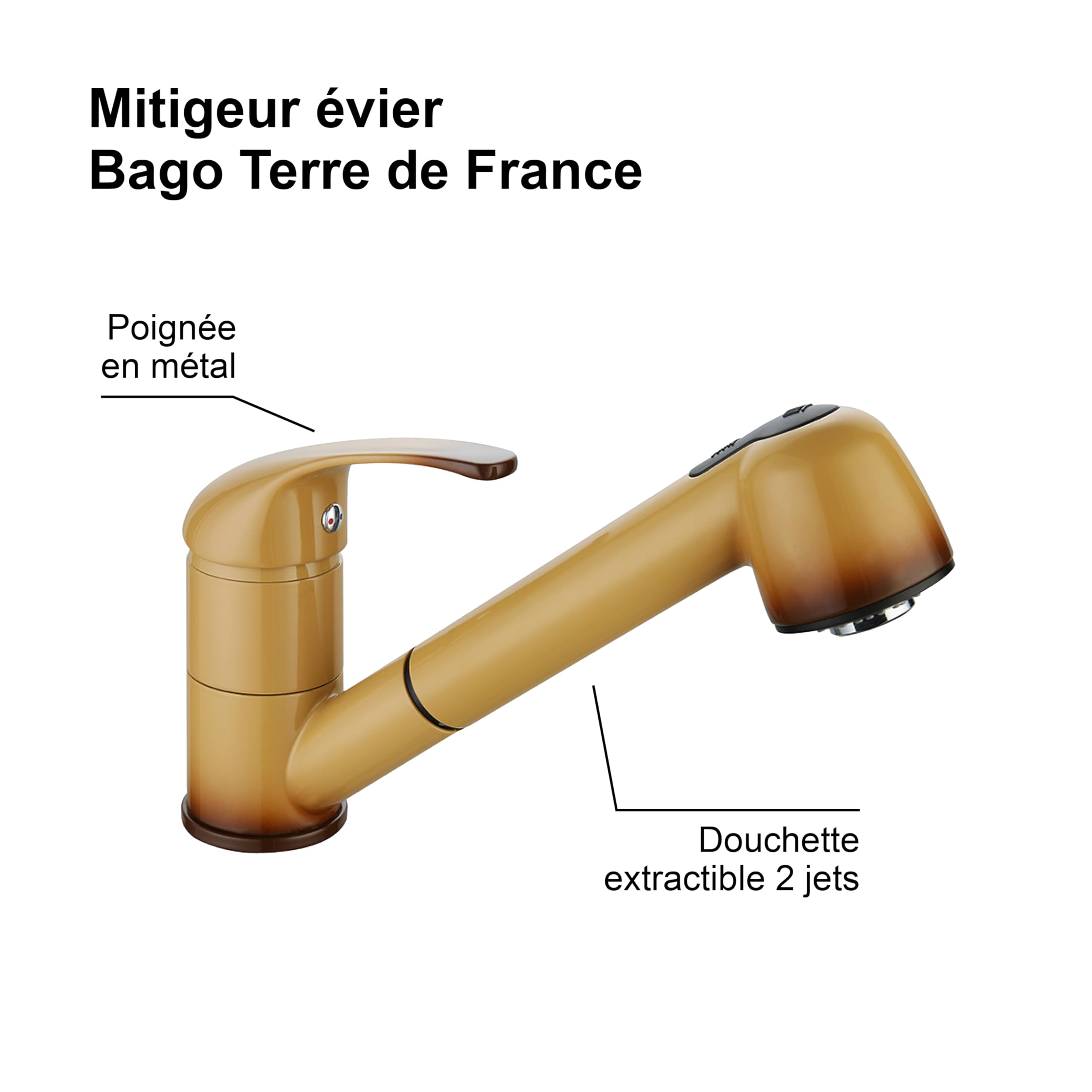 Mitigeur évier + douchette Bago (terre de france)
