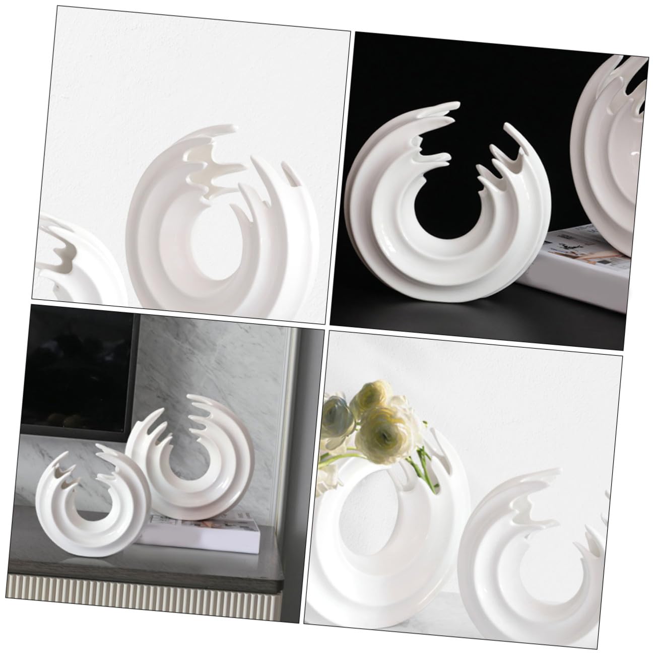 Vaso Artistico in Ceramica Bianca per Decorazione Casa Elegante e Creativo, Stabile e Cotto ad Alta Temperatura, come Accessorio per Foto e Arredamento