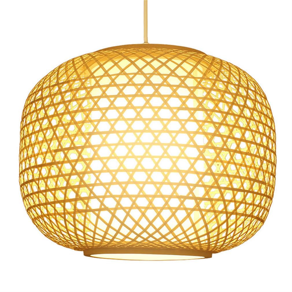 SYAXVOM Handmade Bamboo Weave Chandelier Light for Restaurant Tea Room Southeast Asian Style Hand Woven Rattan Pendant Lighting