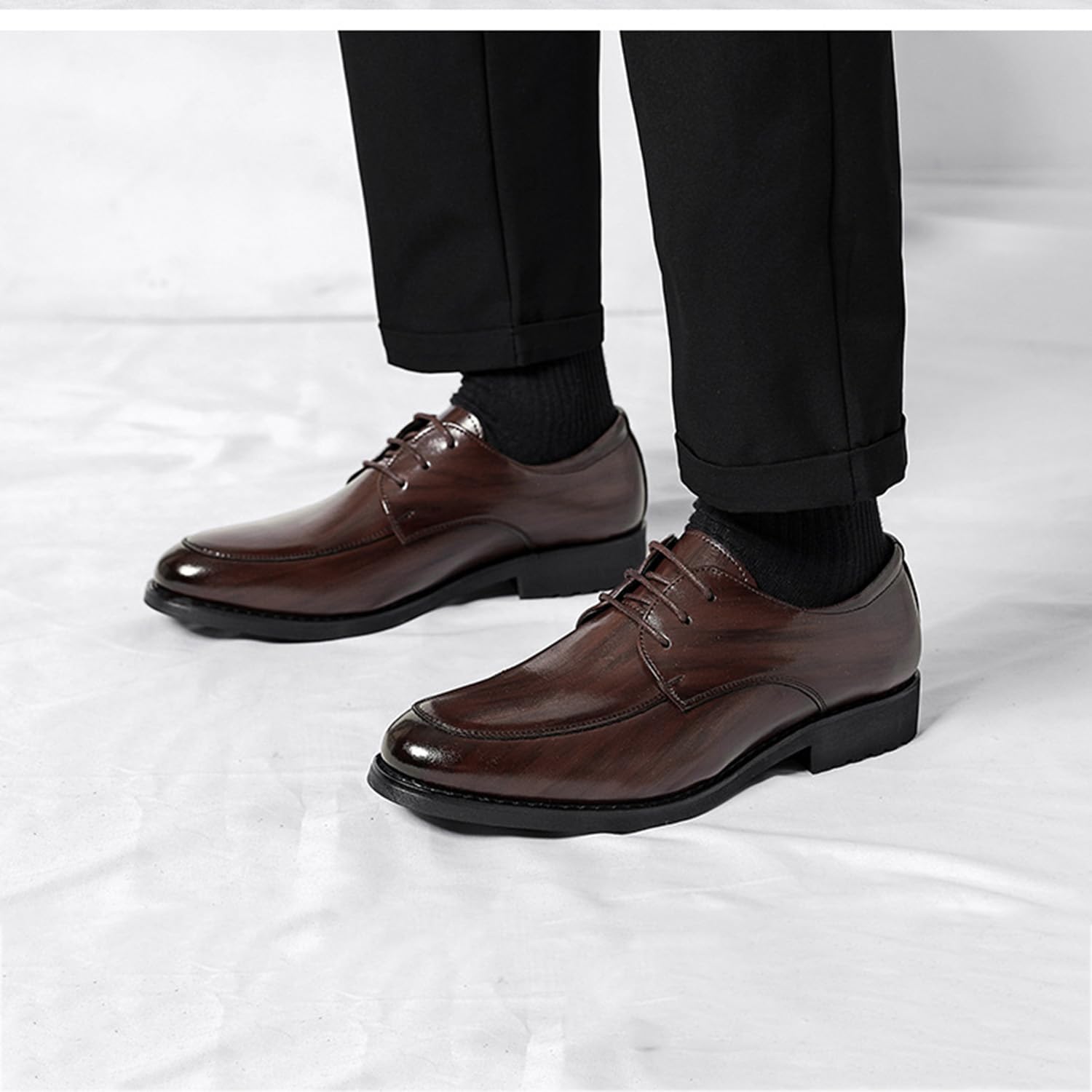 Scarpe Oxford da Uomo Stringate Derby Scarpe Classiche da Cerimonia Business Eleganti da Uomo