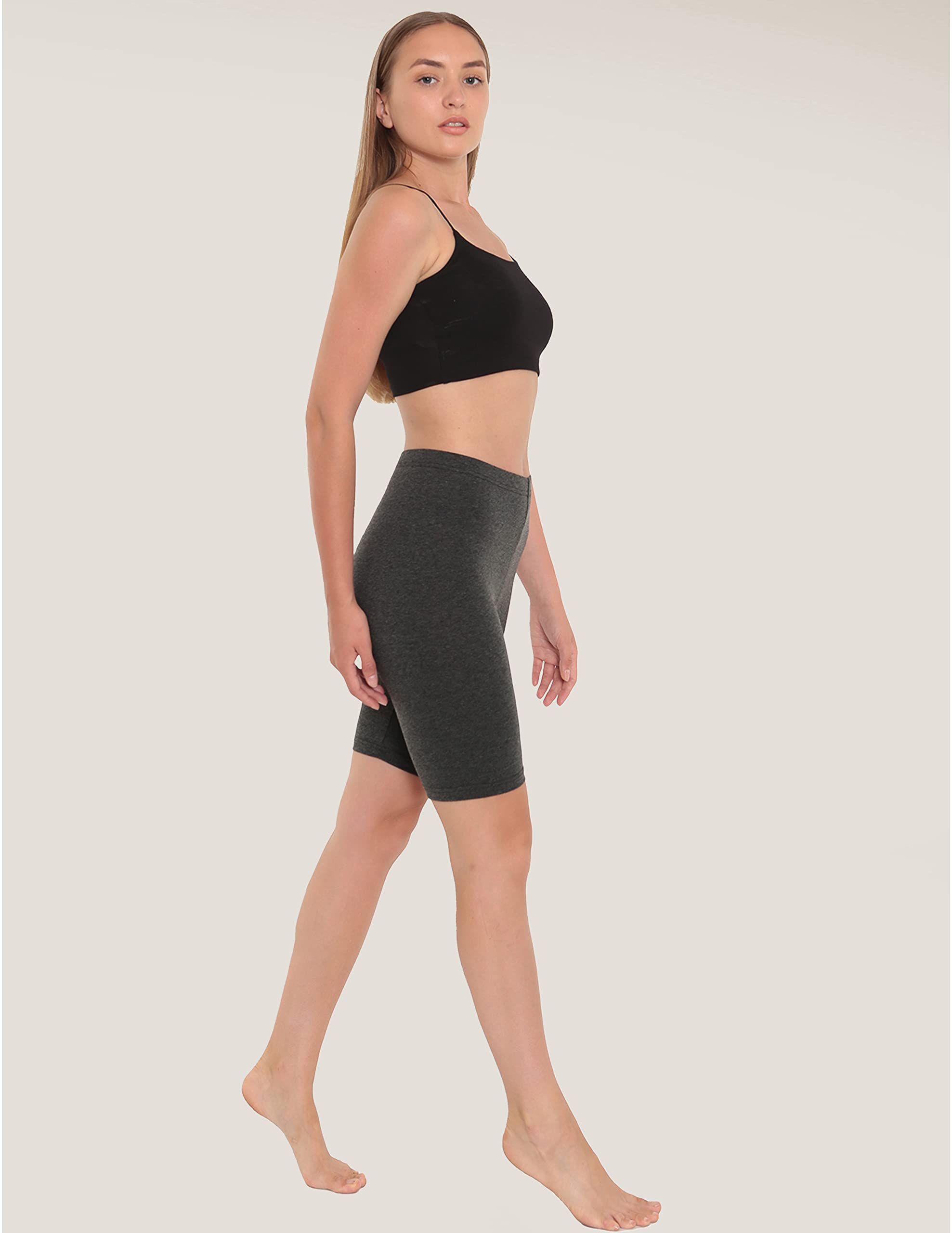 OCERA Damen Kurze Leggings aus atmungsaktiver Baumwolle mit hoher Taille, gemütliche Radlerhose ist hautfreundlich, mit ÖKO-TEX Standard 100 Zertifiziert