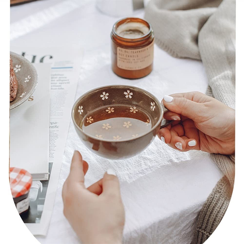 Ceramiczne kubki do kawy i spodki, filiżanki do espresso, filiżanki do herbaty, kubki do picia, kubki do napojów, kubki śniadaniowe z uchwytem