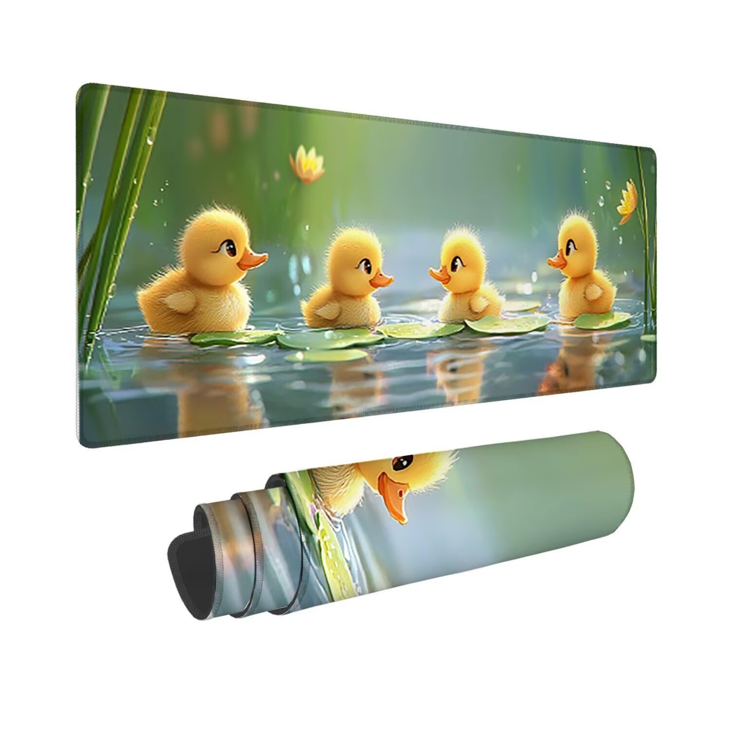 Podkładka pod mysz dla graczy, XXL, 1400 x 600 mm, wodoodporna i antypoślizgowa, duża podkładka na stół do biura i domu, poprawia precyzję i prędkość, akcesoria do gier (słodka kaczka) V-481