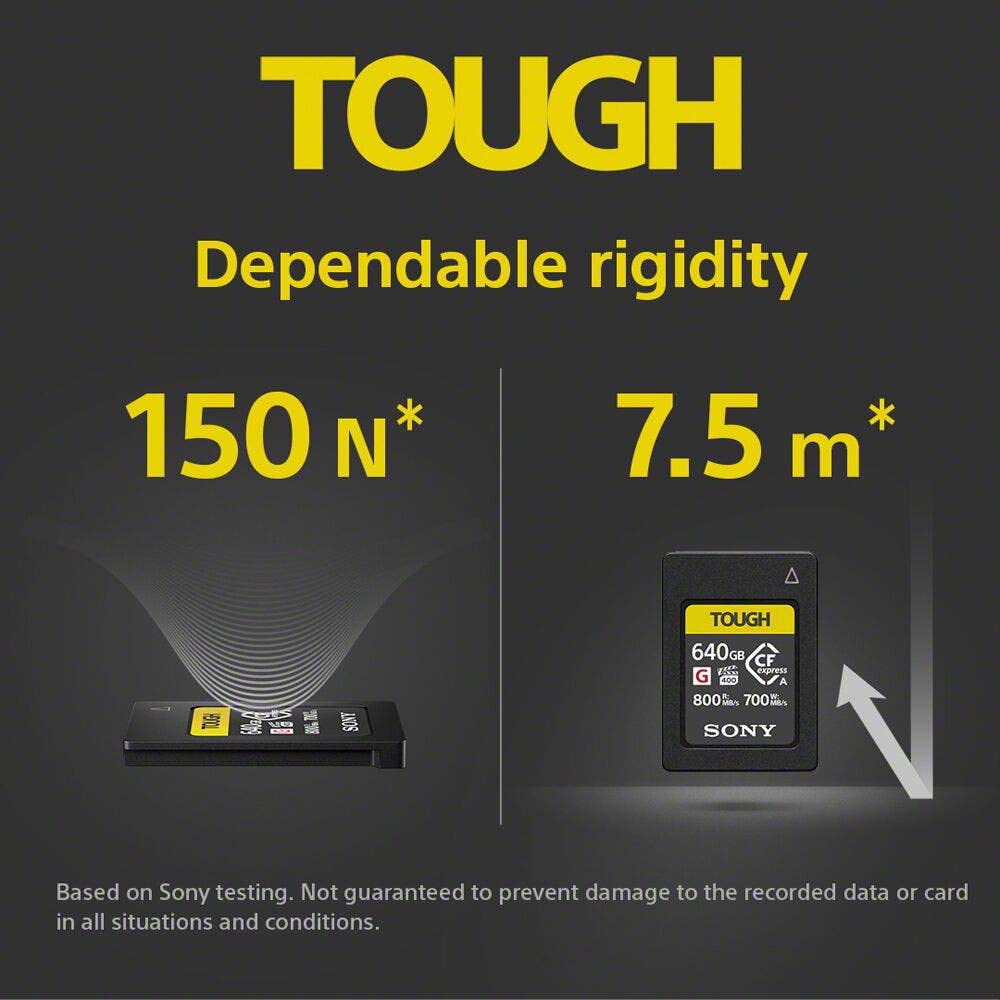 Sony Compact Flash Express CEA-G640T - Tarjeta de Memoria (640 GB, 700 MB/s, Serie Tough Robusta e IP57 CF Express Type A