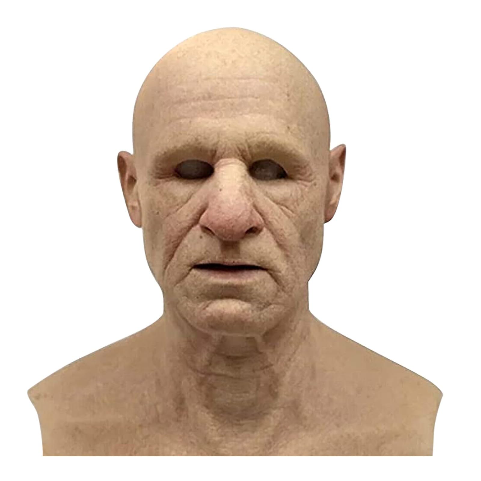 Mask Costume Masquerade Realistic Silicone Mask Face Scary Old Costume For Adult Size Medium Realistic Face Latex Open Mouth with Wrinkle Face old Man Lady (Color C)