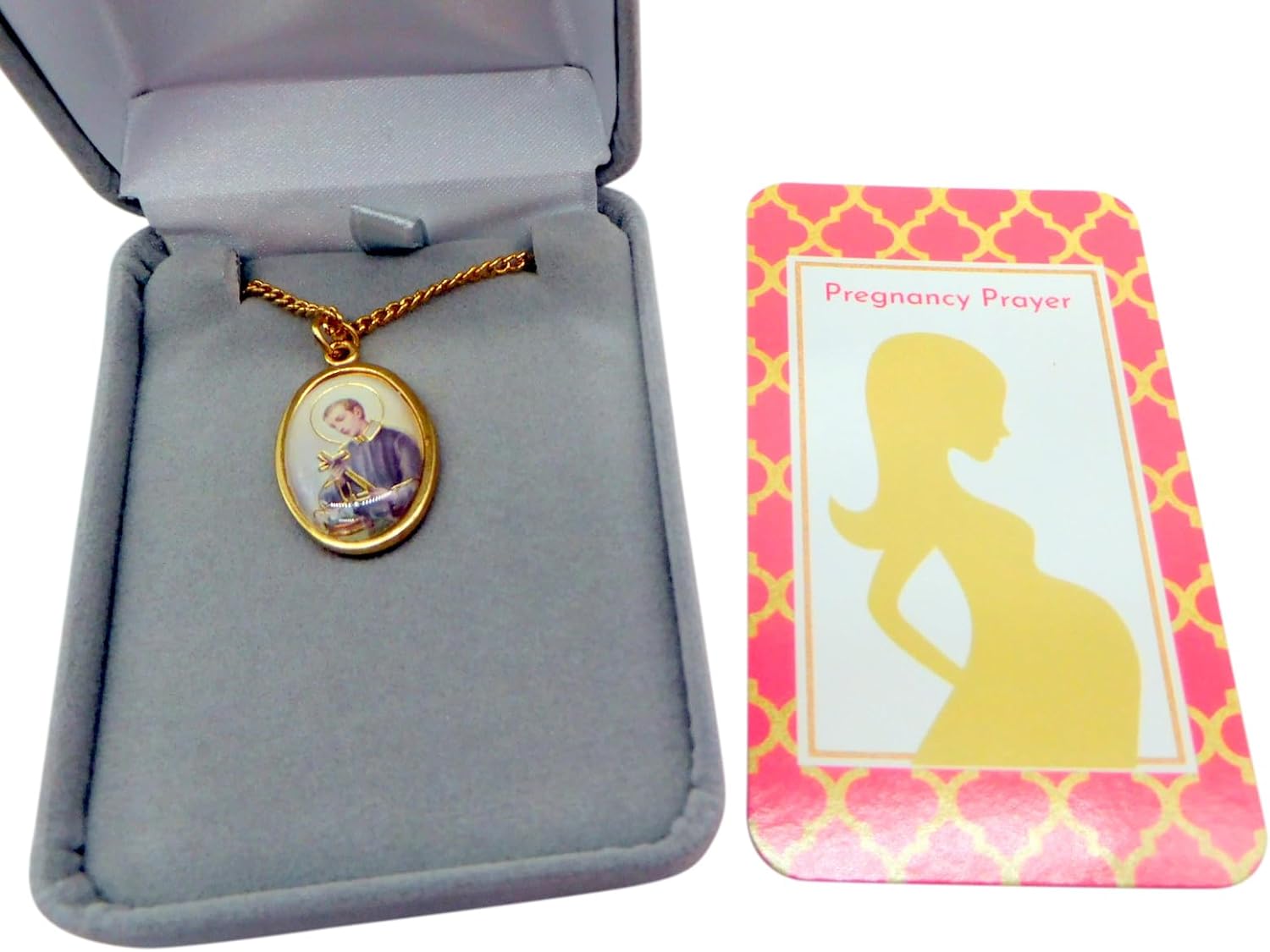 Westmon Works St Gerard Medal on a Stainless Steel Necklace with Patron Saint Prayer for Pregnancy Holy Card Velour Deluxe Boxed Set - Image 4