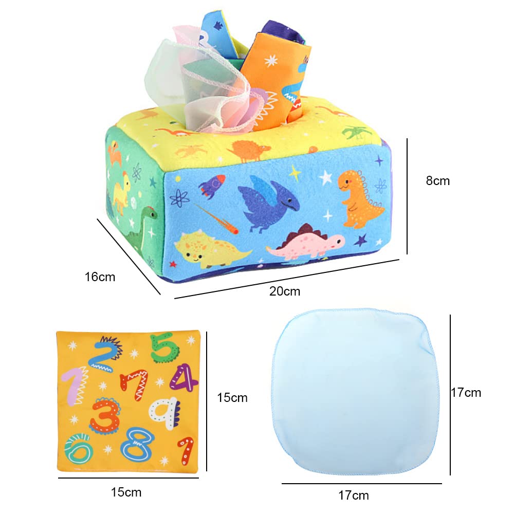 Tikplus Dinosaurier Tücherbox Montessori Spielzeug - Sensorik Spielzeug Für Babys Ab 6 Monaten