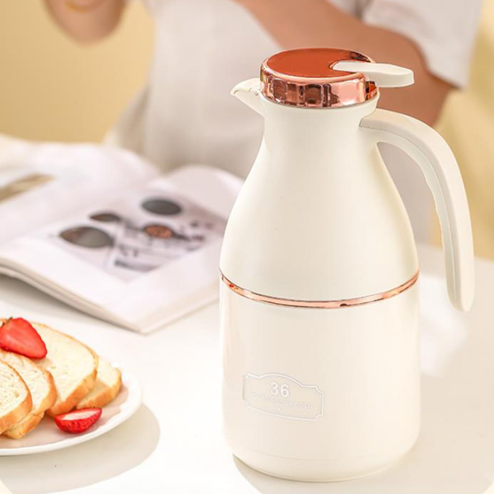 Jarra de café de 1300 ml/1600 ml/1900 ml, doble pared aislada al vacío, jarra de café térmica, jarra de café térmica, para restaurantes comerciales, servicio de alimentos, olla de plástico sin BPA
