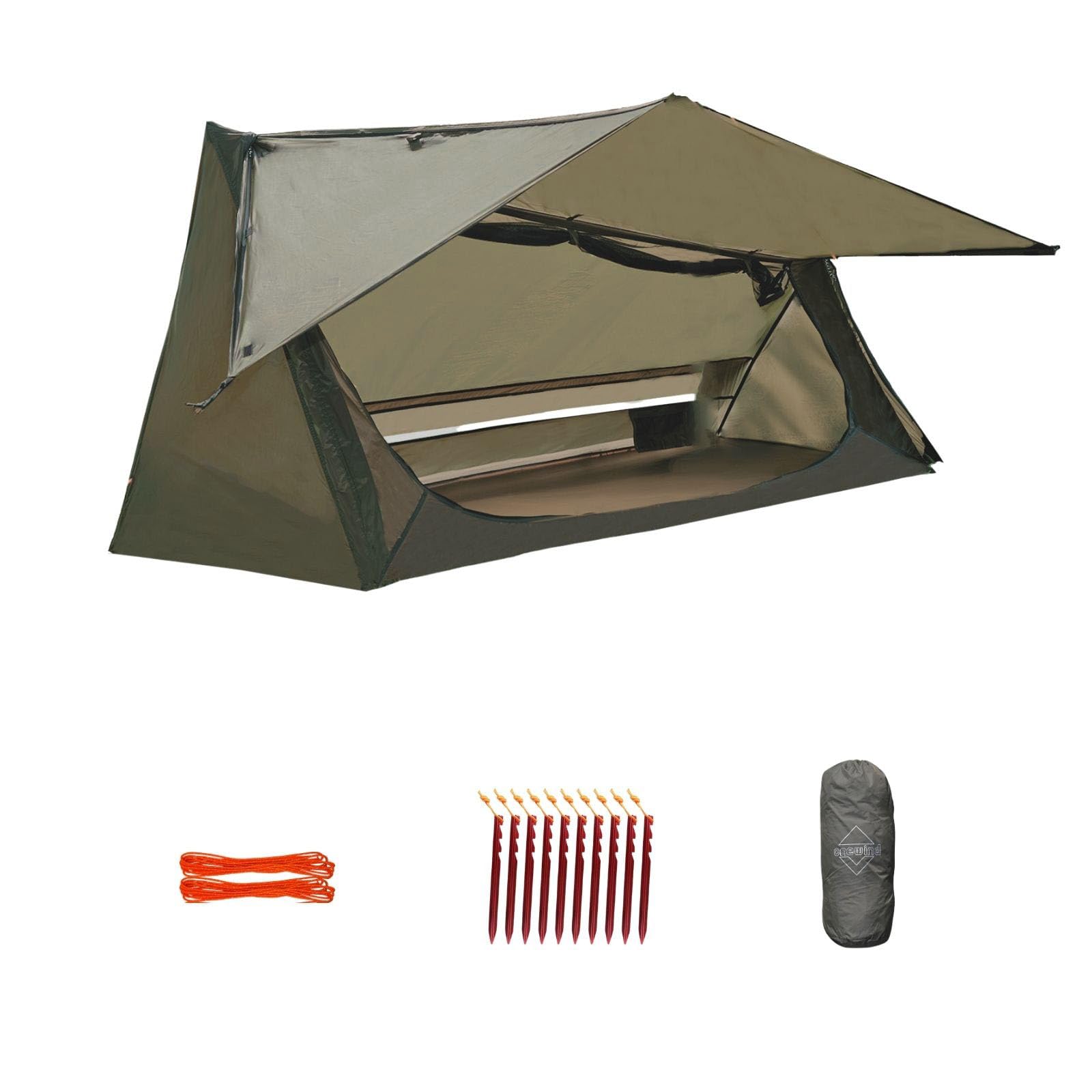 onewind Ultralight One Person Bivy Tent, Backpacking Tent for Single Person Waterproof Silnylon Lightweight for Camping Backpacking Hiking, NO Trekking Pole