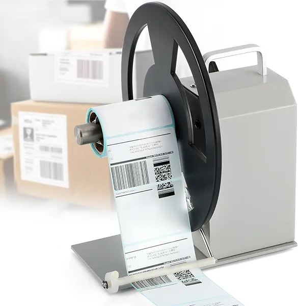 Frifreego Automatic Rewinder, Speed-Adjustable Sticker Machine, Bidirectional Label Rewinding, Synchronized With Printer, 1"/1.5"/3" Core Holder, Width 3.54"