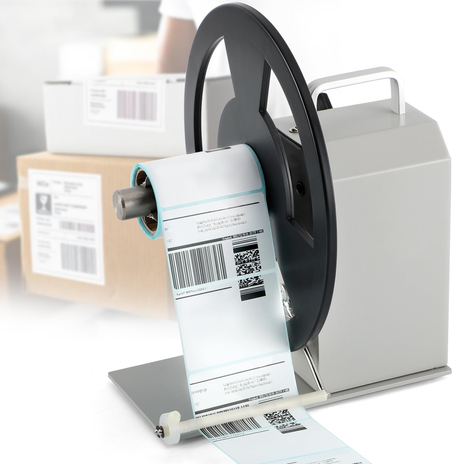 Automatic Label Rewinder, Speed-Adjustable Sticker rewinder, Bidirectional Label Rewinding Machine, Synchronized with Printer, 1"/1.5"/3" Core Holder, Label Width 3.54"