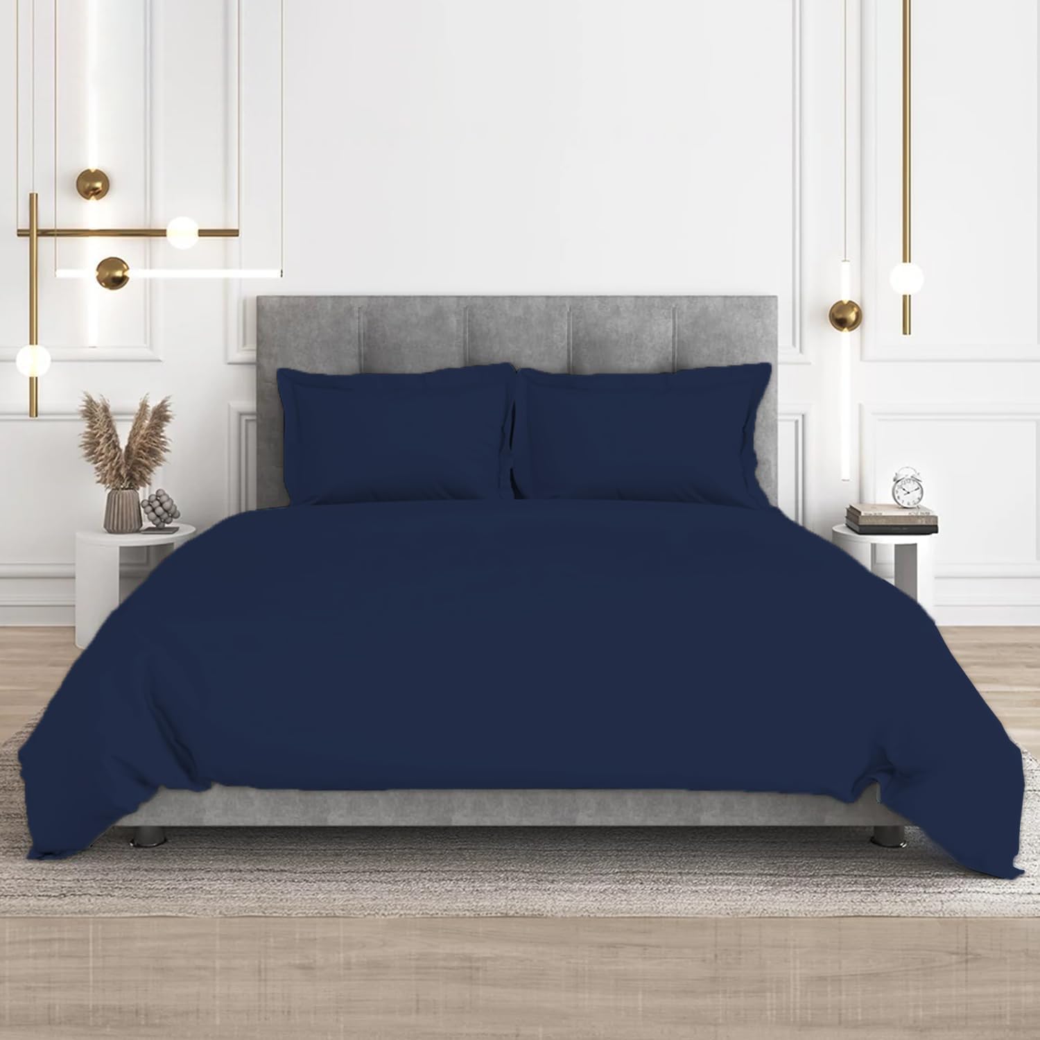 CharlottelyHues 3 Piece Duvet Set Egyptian Cotton Queen/Full (Navy Blue)