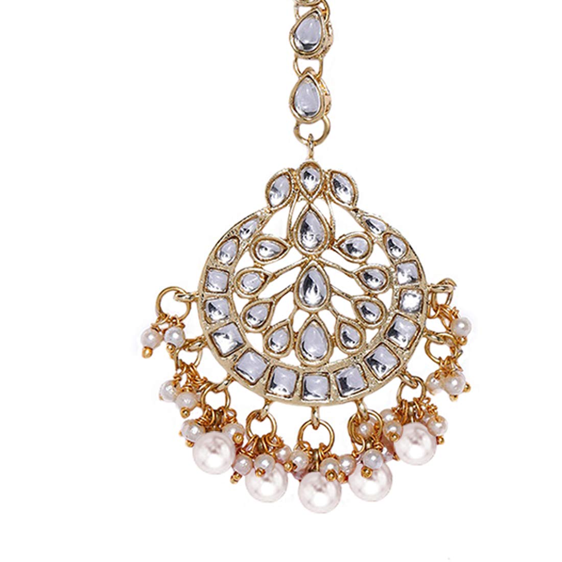 Peora Gold Plated Wedding Kundan White Pearl Maang Tikka for Women (B091TWBSYR) Amazon Price History, Amazon Price Tracker