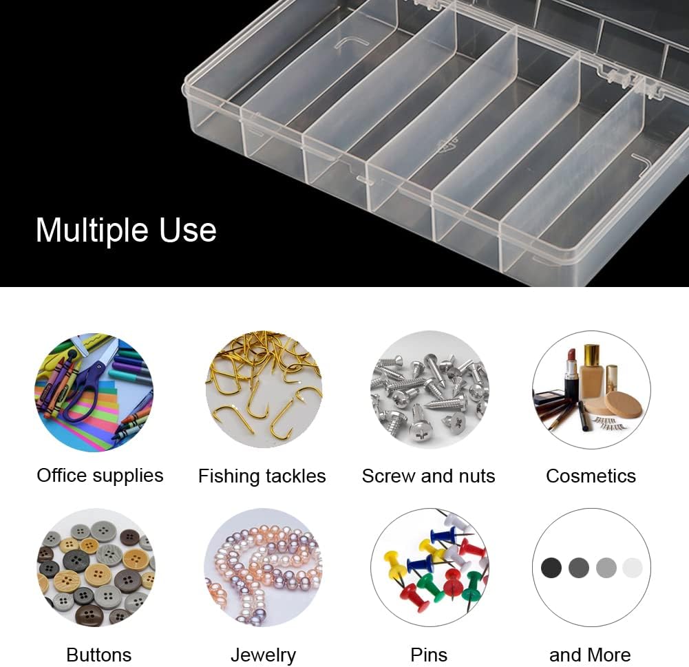 Vidifor 2 Pack 6 Grids Tackle Box Organizer Mascara Brushes Container Fishing Tackle Tray Box Plastic Storage Organizer Container for Crafts, Beads Earrings, Screws, Nail, Pins