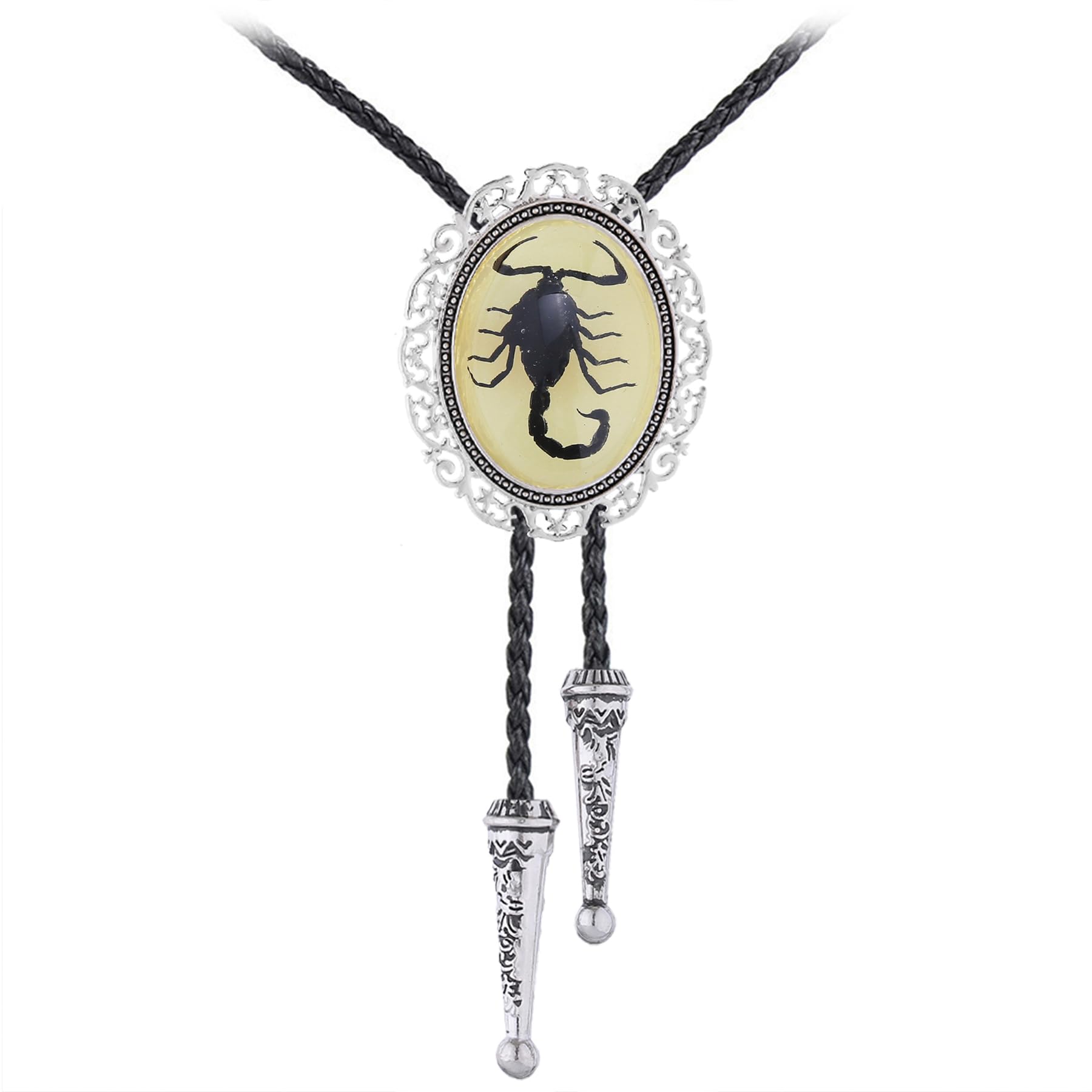 Jeilwiy Bolo Tie for Men Real Stone Westwern Cowboy Ties Silver Bolos Women Leather Necktie Gift for Birthday Christmas