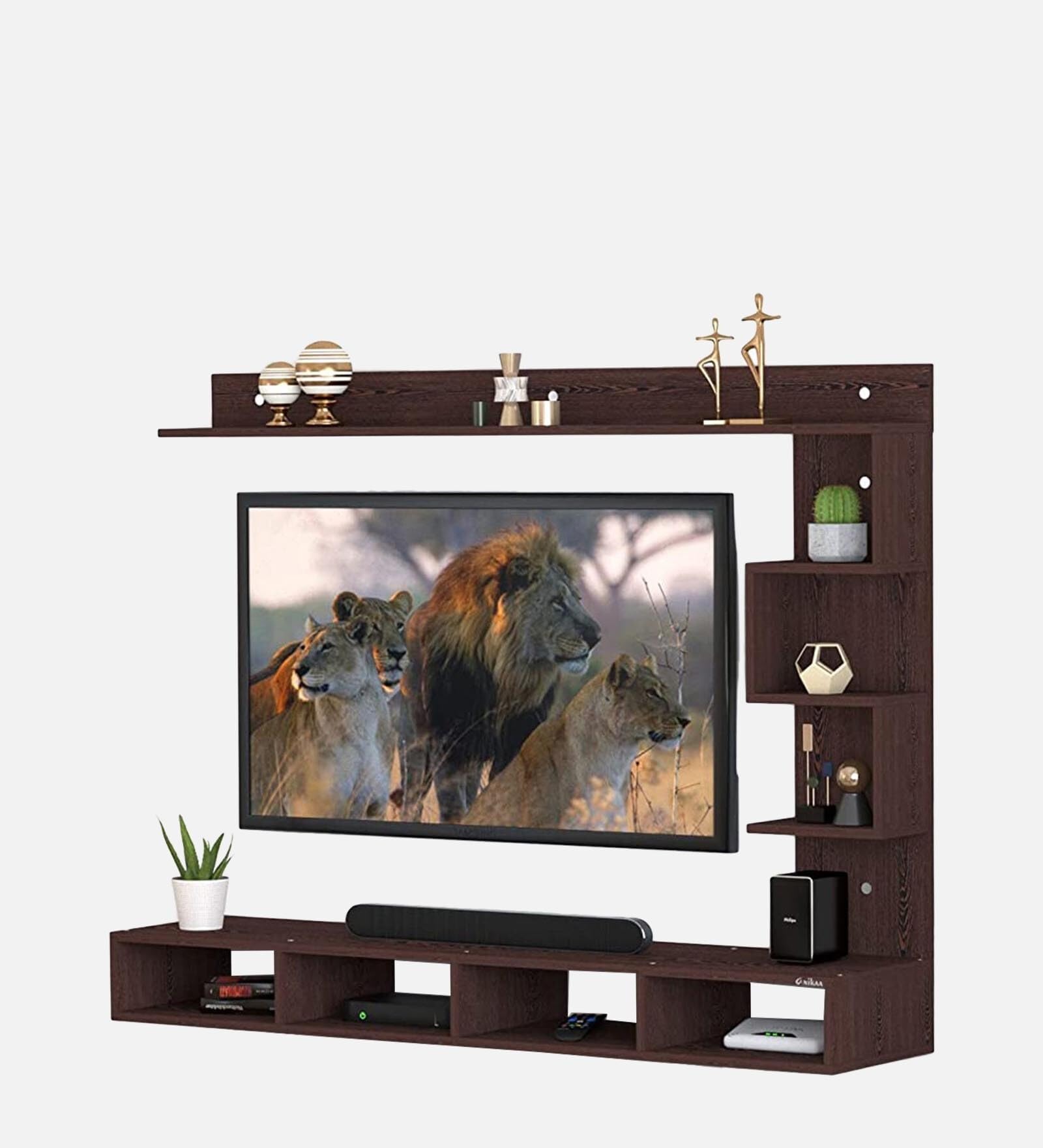 PNDG Unique Modern Setup Box Stand/Set up Box Stand/Wooden Tv Cabinet Wall Shelves, Smart Led Tv Entertainment Unit-picture-11