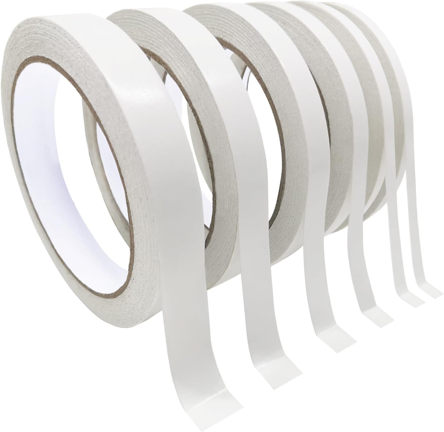 Craft Double Sided Tape, 6 Rolls of Multi-Size Double Sided Adhesive Tape for Arts, Photography, Gift Box, Scrapbooking Album, Card Making, Paper Back