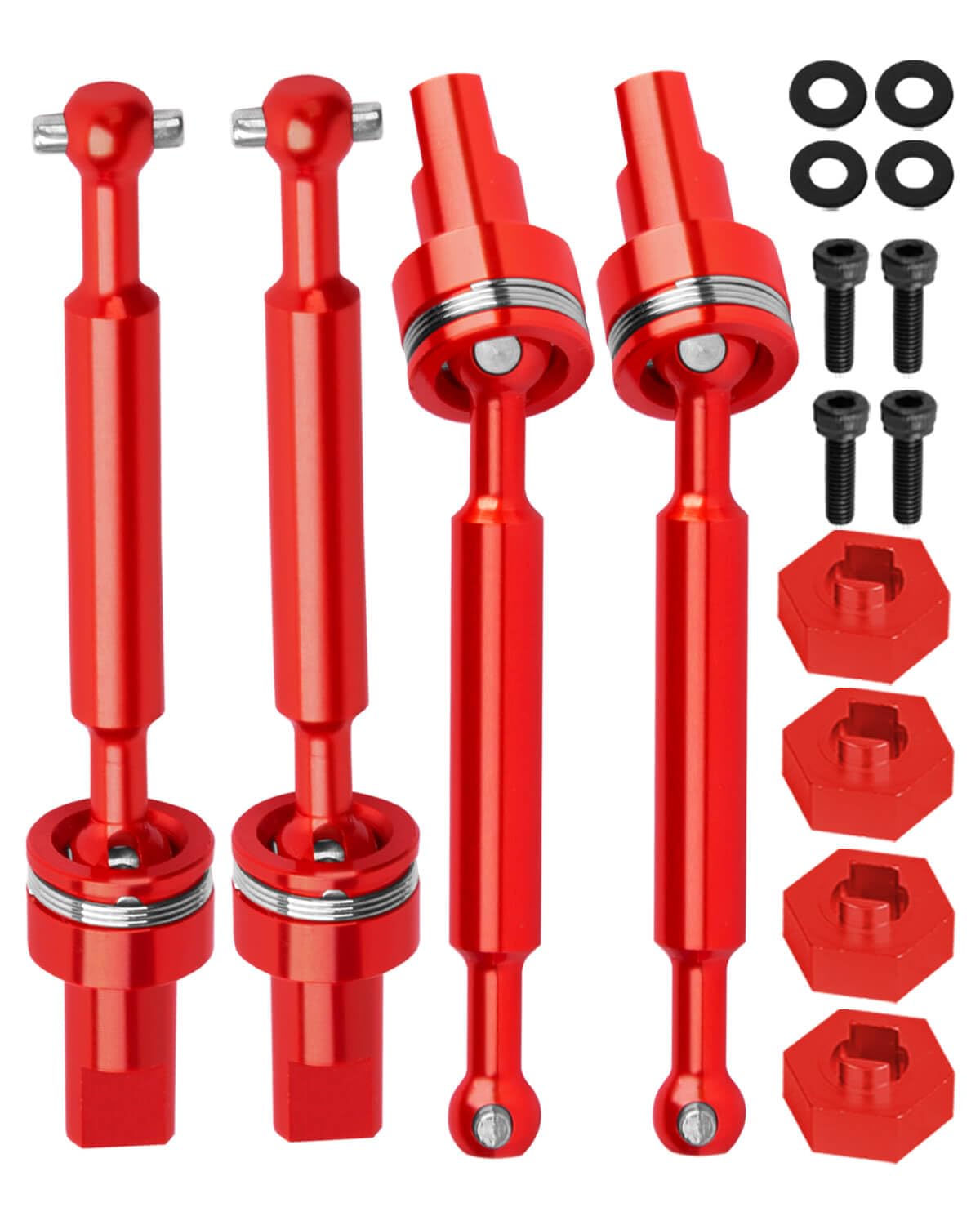 BRCatWPark Alloy Front Rear Drive Shaft Axles & Wheel Hex Upgrades Part for 1/18 LaTrax Teton/LaTrax Desert Prerunner,Aluminum Driveshaft CVD,Red