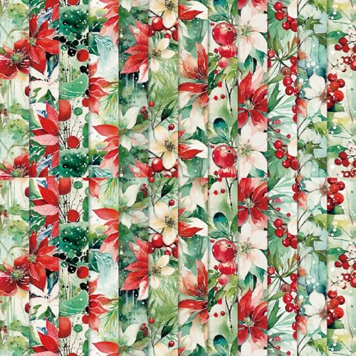 24 Hojas Papel Scrapbooking de Navidad Papel Decorados para Álbumes de Recortes 12 Diseños Papels de Navideño,6'X6' Festival Papels Decorativo para Hacer Tarjetas Materiales Scrapbooking DIY Decoupage