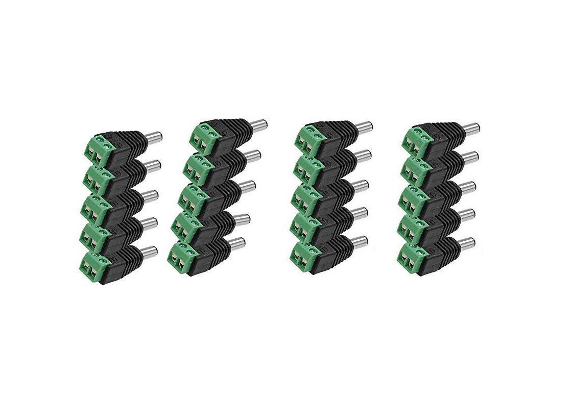 LipiWorld® Dc Connectors Screw Type for CCTV Camera DVR (PACK-20 Male Jack)