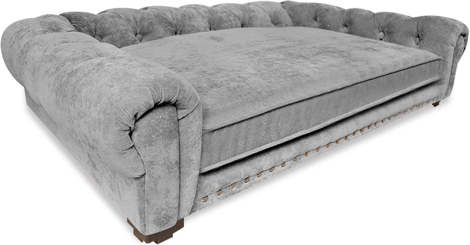 Luxury Minimalist Light Grey Rocky Armchair Dog Bed
