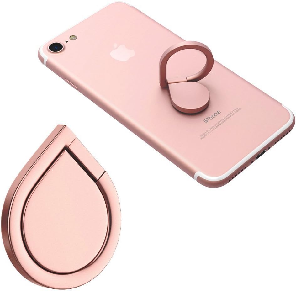Cell Phone Ring Stand Holder - 360ยฐRotation Phone Grip Kickstand - Smartphone Ring for iPhone X 8 7 7 Plus 6S 6 5 5S Samsung Galaxy Tablet (Rose Gold)