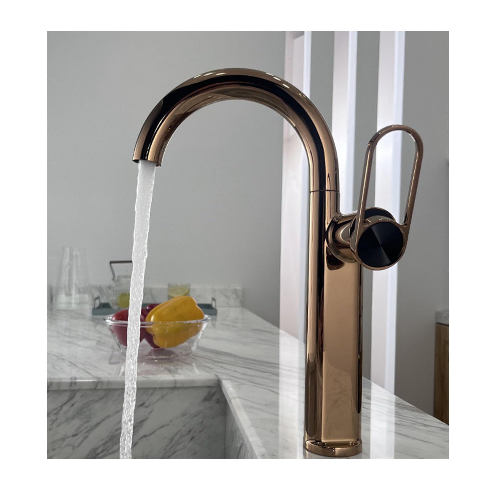 Single Handle Vessel Sink Faucet with Swivel Spout for Hot and Cold Water in Bathroom