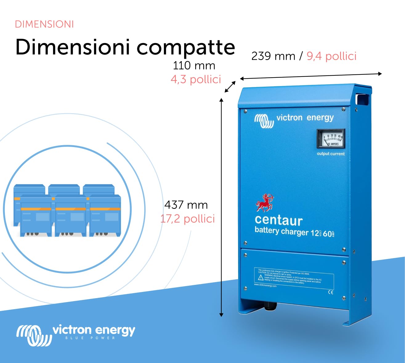 Victron Energy Centaur 12-Volt 60 amp Caricatore Batteria a 3 Banchi