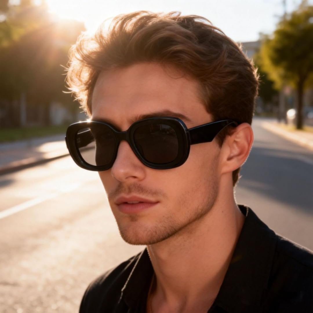 Gafas de sol redondas polarizadas estilo retro, hechas a mano en acetato, con protección UV400.