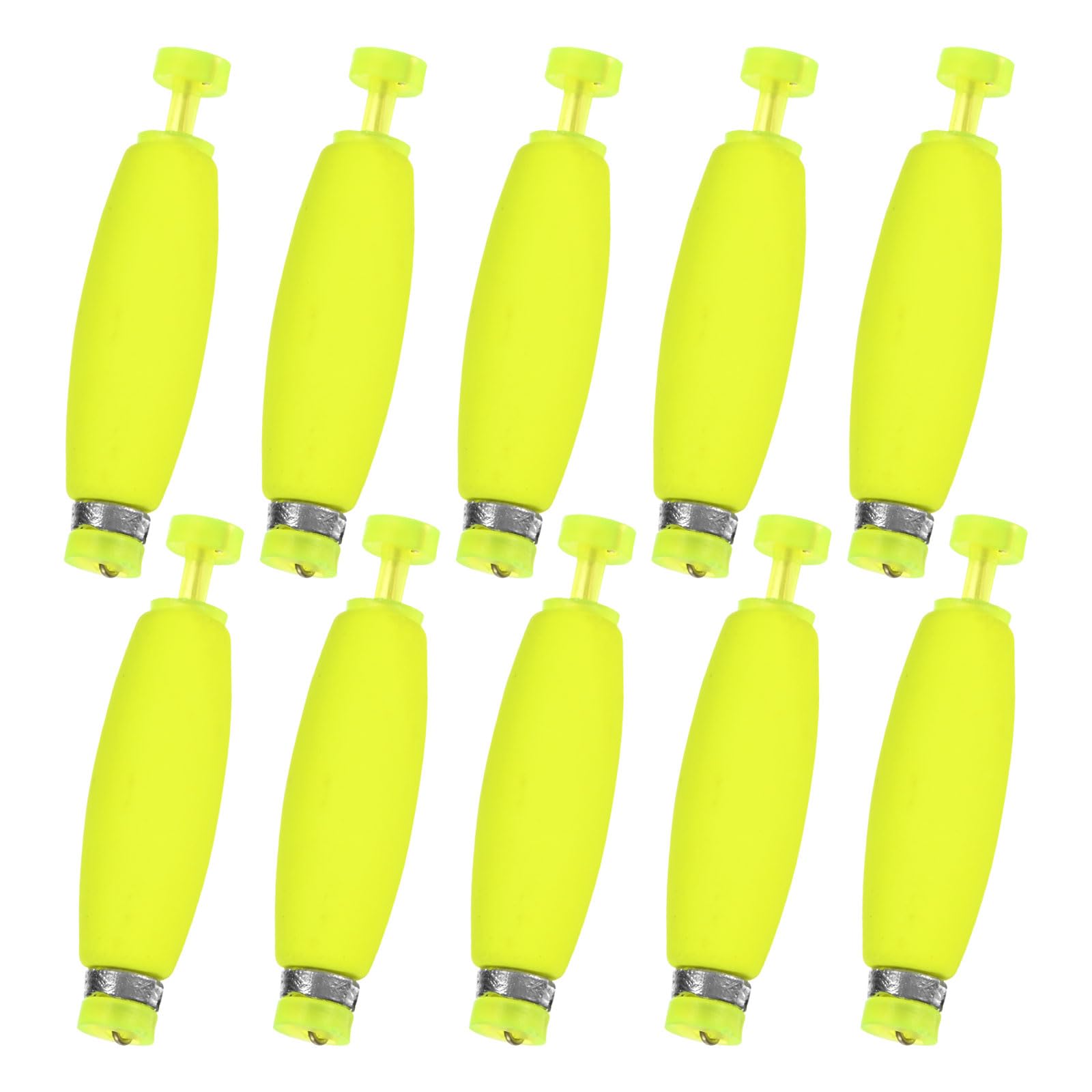 M METERXITY 10-Pack Fishing Bobbers Floats, 53mm EVA Foam Weighted Bobbers for Crappie/Bluegill/Trout Bass/Catfish, Clip-on Floats Slip Corks Floaters Strong Buoys [Yellow]