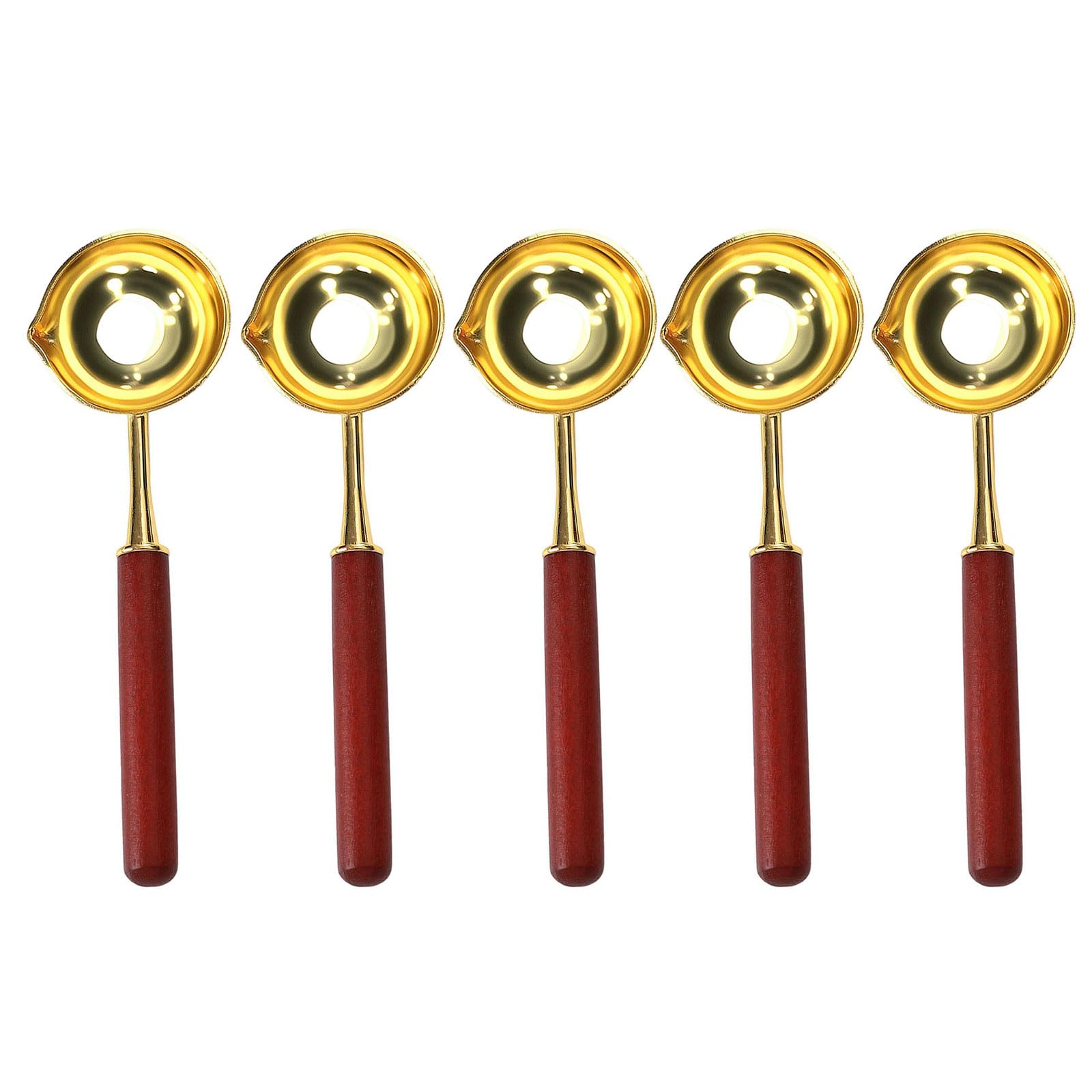 TFAOYS 5 Pcs Waxed Seal Spoon with Wood Handel Metal Sealing Spoon Melting for Envelope Letter Art Craft Decorations Waxed Sealing Melting with Wood Handel