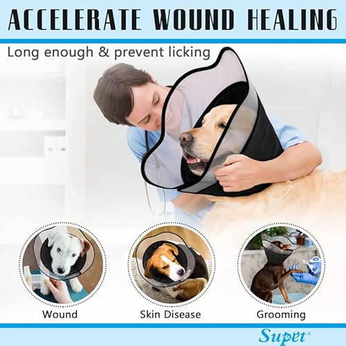 Supet Dog Cone For Dogs After Surgery, Soft Dog Cones For Large Medium Dogs, Comfortable Elizabethan Collar For Dogs To Stop Licking, Adjustable Pet Recovery Collar For Small Dogs,L #TOP4
