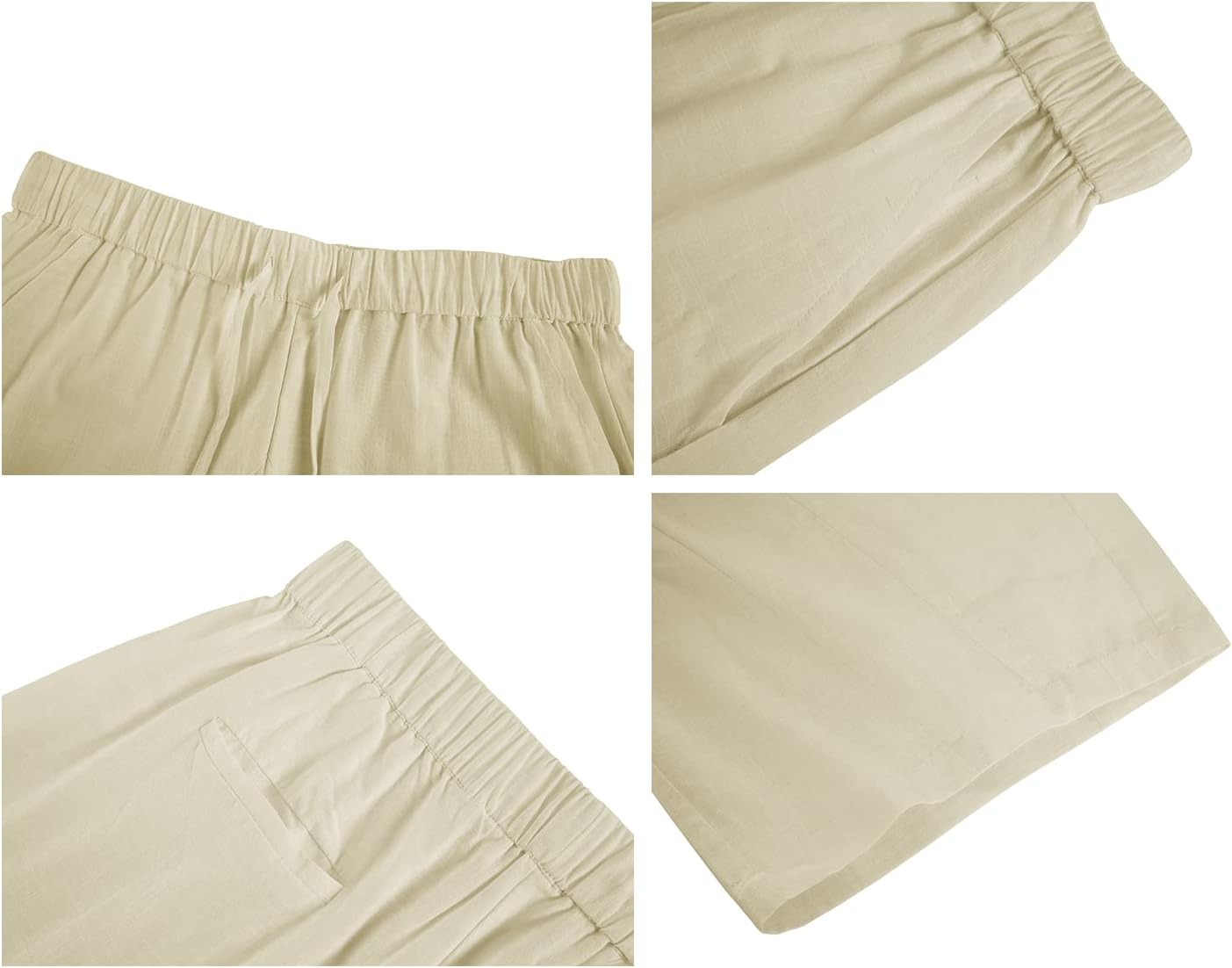 Fommykin Men's Cotton Linen Capri Pants Baggy Harem Drawstring Yoga Beach Pants with Pockets - Image 5