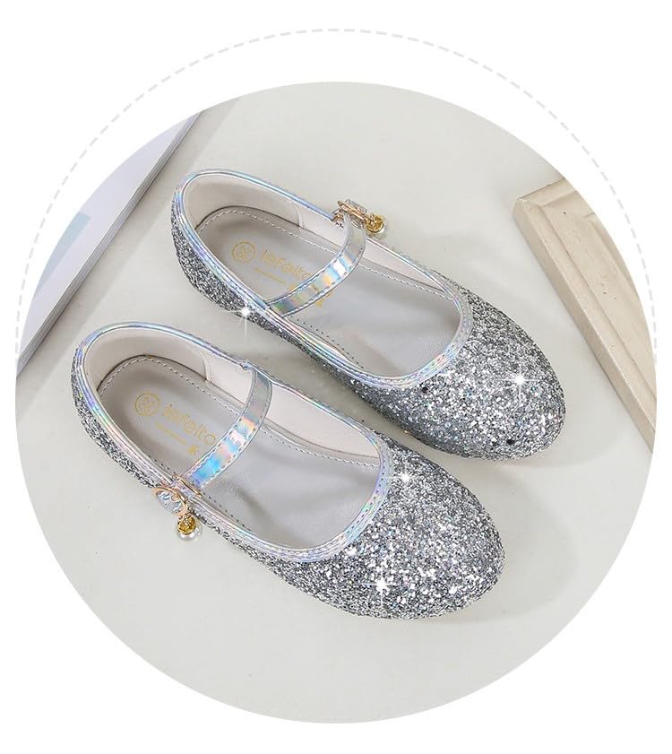 Sparkly Girls Dress Sandals Toddler Kids Wedding Party Low Heel Mary Jane Shoes Glitter Non-slip Flat Shoes4