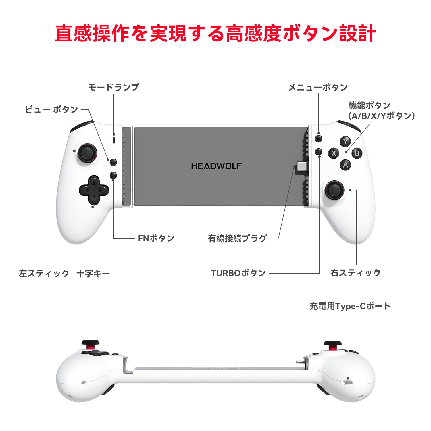 Amazon.co.jp: Headwolf コントローラー 挟む ゲームパッド ゲーミング